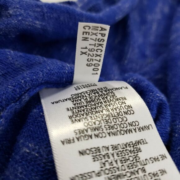 Marc New York by Andrew Marc Performance Women Top 1X Tie Neck Blue Long Sleeve - Picture 10 of 10